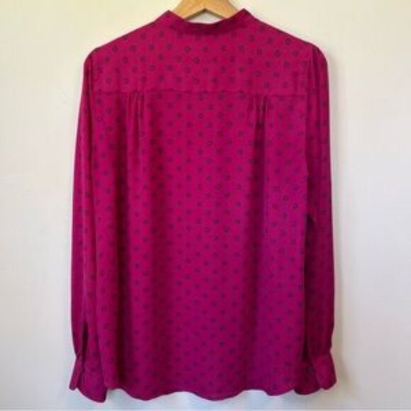 Ann Taylor LOFT Fuchsia Long Sleeve Collarless Blouse, Size M - Picture 4 of 11